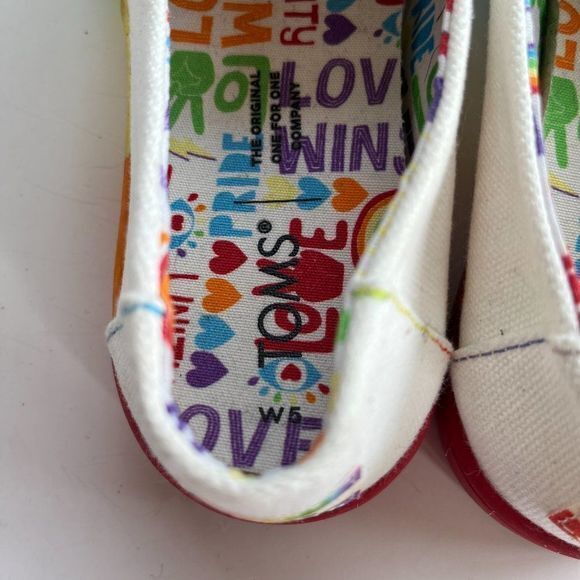 TOMS white pride canvas alpargata cupsole womens slip on Size 5 - Picture 5 of 6